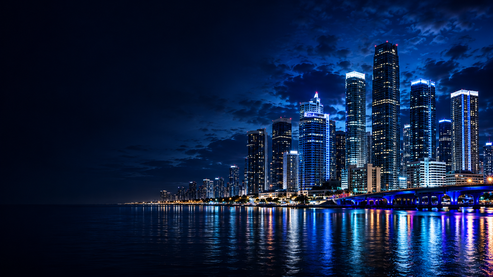 Miami skyline at night